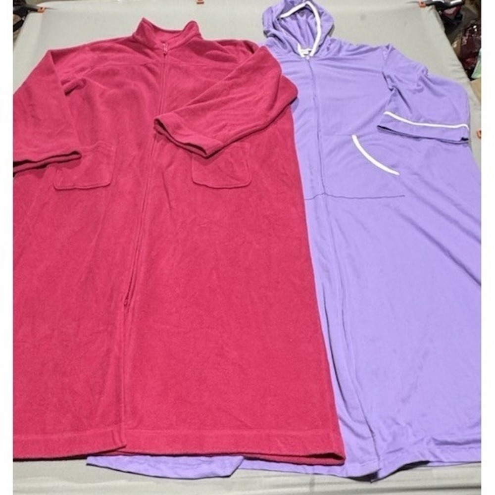 L.L.Bean & Dreams & Co 3X Fleece Zip Robe Lot Pink Purple Plus Size 3XL